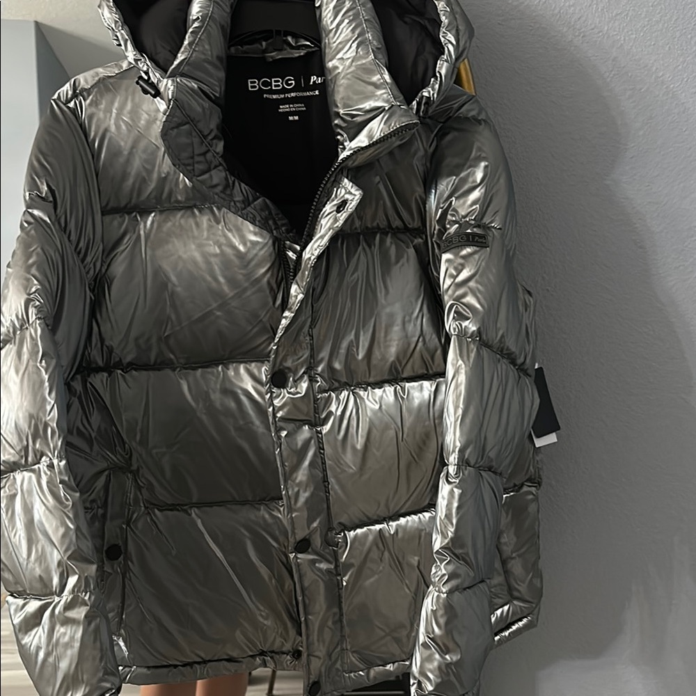BCBG Silver Puffer Jacket